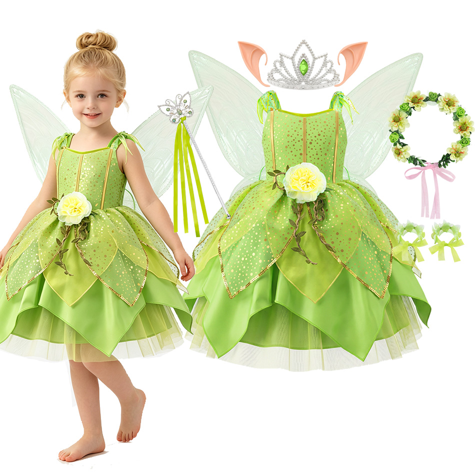 Glitter Tablecloth - Vestido de Hada de Flores Verde