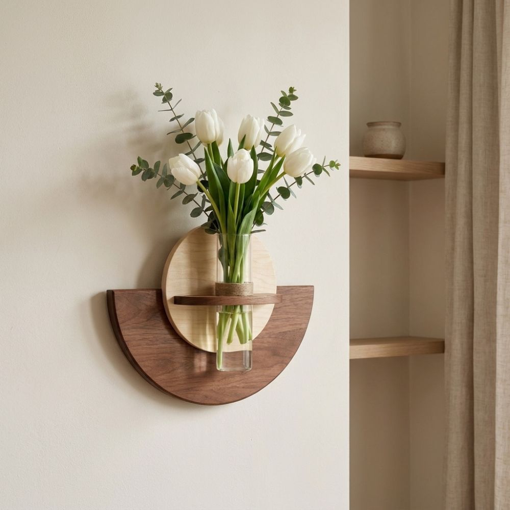 Flower Wall Panel - Estante de Madera Ovalado para Flores,